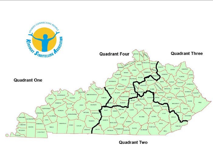 map of Kentucky with the KSA Quadrants delineated